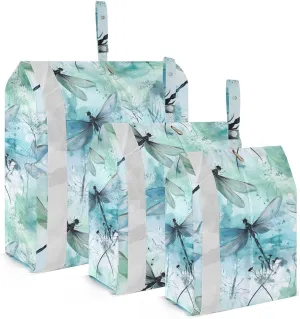Lime Green Dragonflies Packing Cubes for Travel 3 Set Travel Bags Organizer Suitcase Organizer Bags Set for Travel