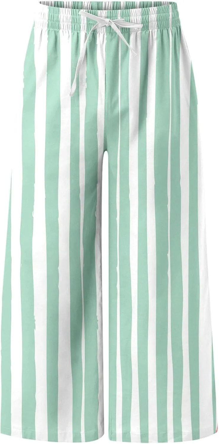 Linen Pants Men Beach Classic Flat Front Chino Pants Casual Lightweight Straight Leg Summer Beach Trousers