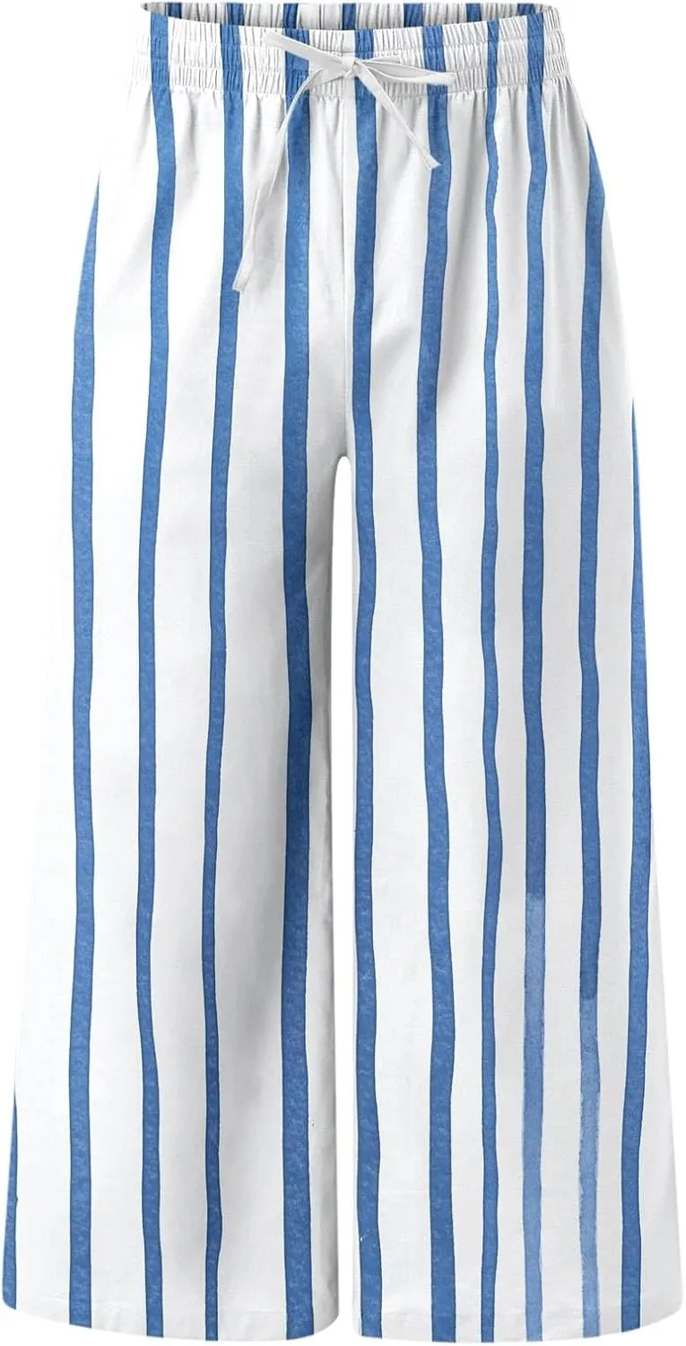 Linen Pants Men Beach Classic Flat Front Chino Pants Casual Lightweight Straight Leg Summer Beach Trousers