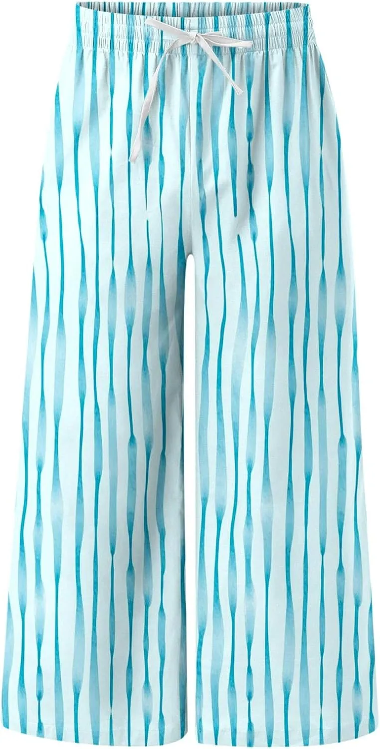 Linen Pants Men Beach Classic Flat Front Chino Pants Casual Lightweight Straight Leg Summer Beach Trousers