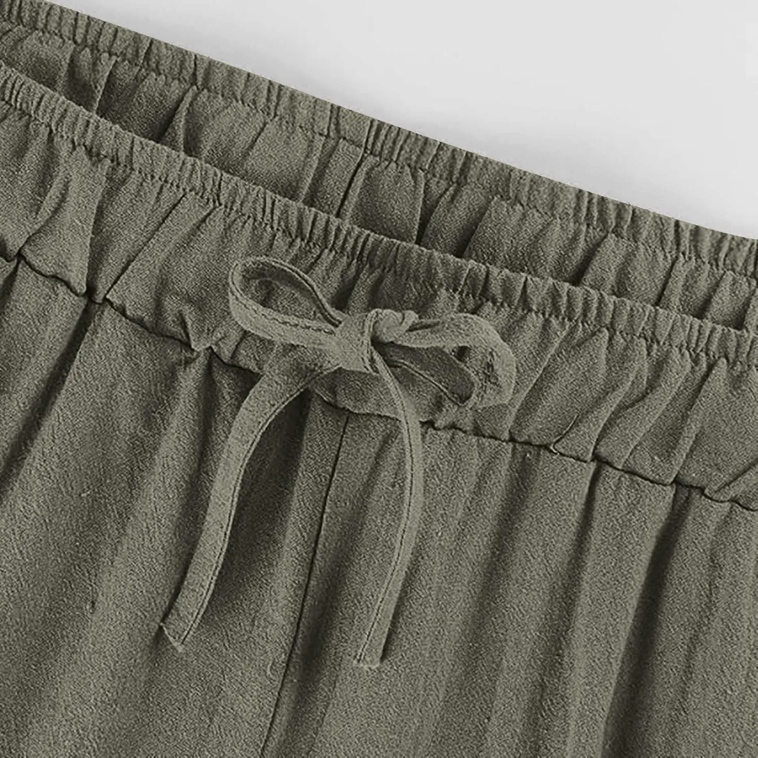 Linen Pants Women High Waisted Drawstring Palazzo Pant 2025 Summer Flowy Cotton Linen Beach Slack Trousers with Pocket