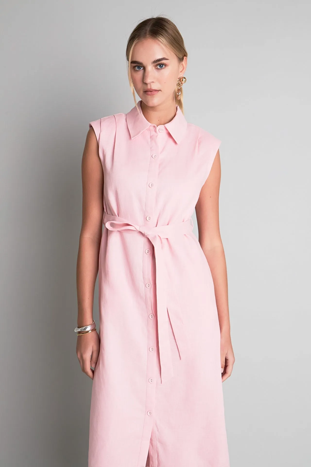 Linen Shirt Midi Dress