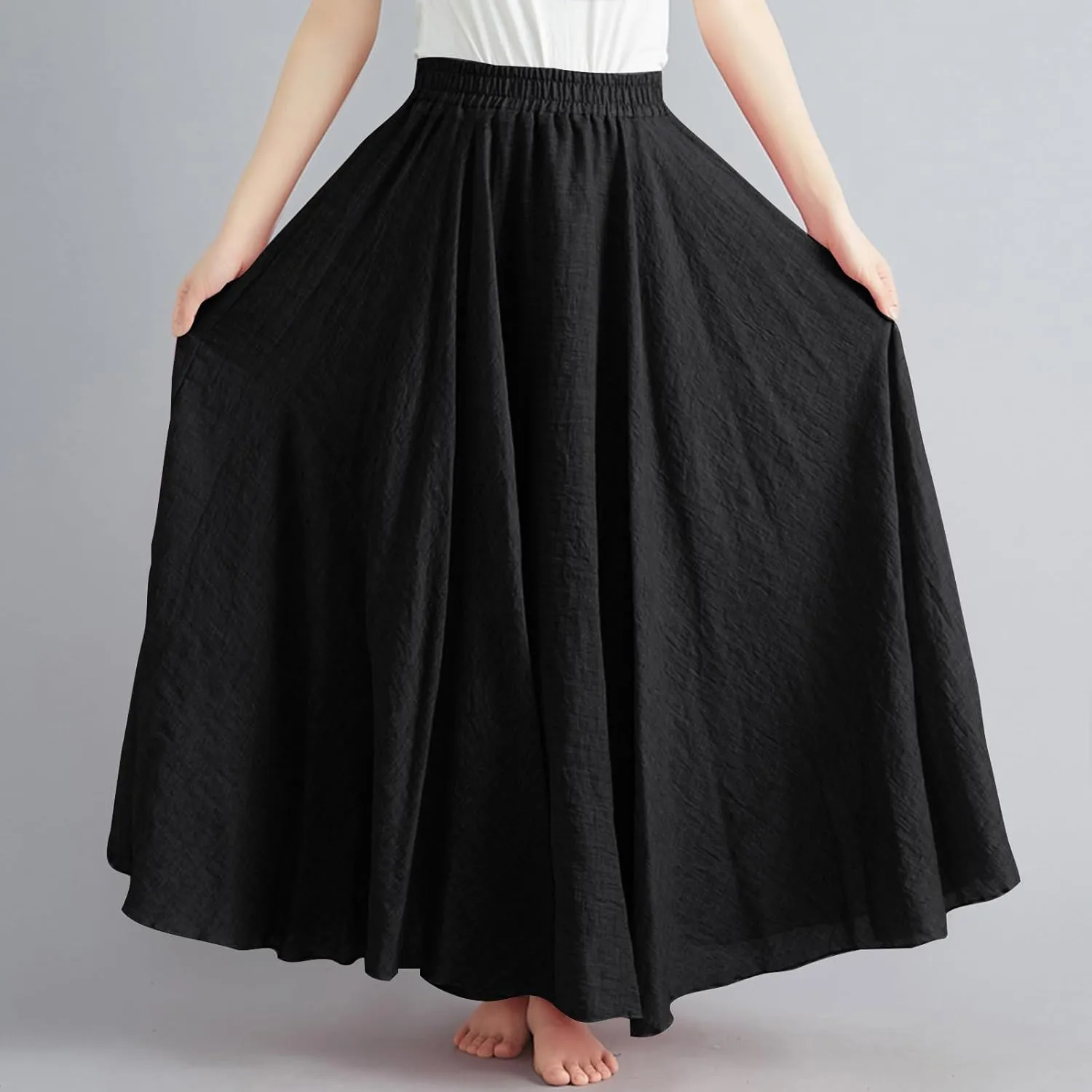 Long Skirts for Women Summer High Waist Beach Skirt Solid Color Western Boho Casual Skirt Flowy Quick Dry Skirt