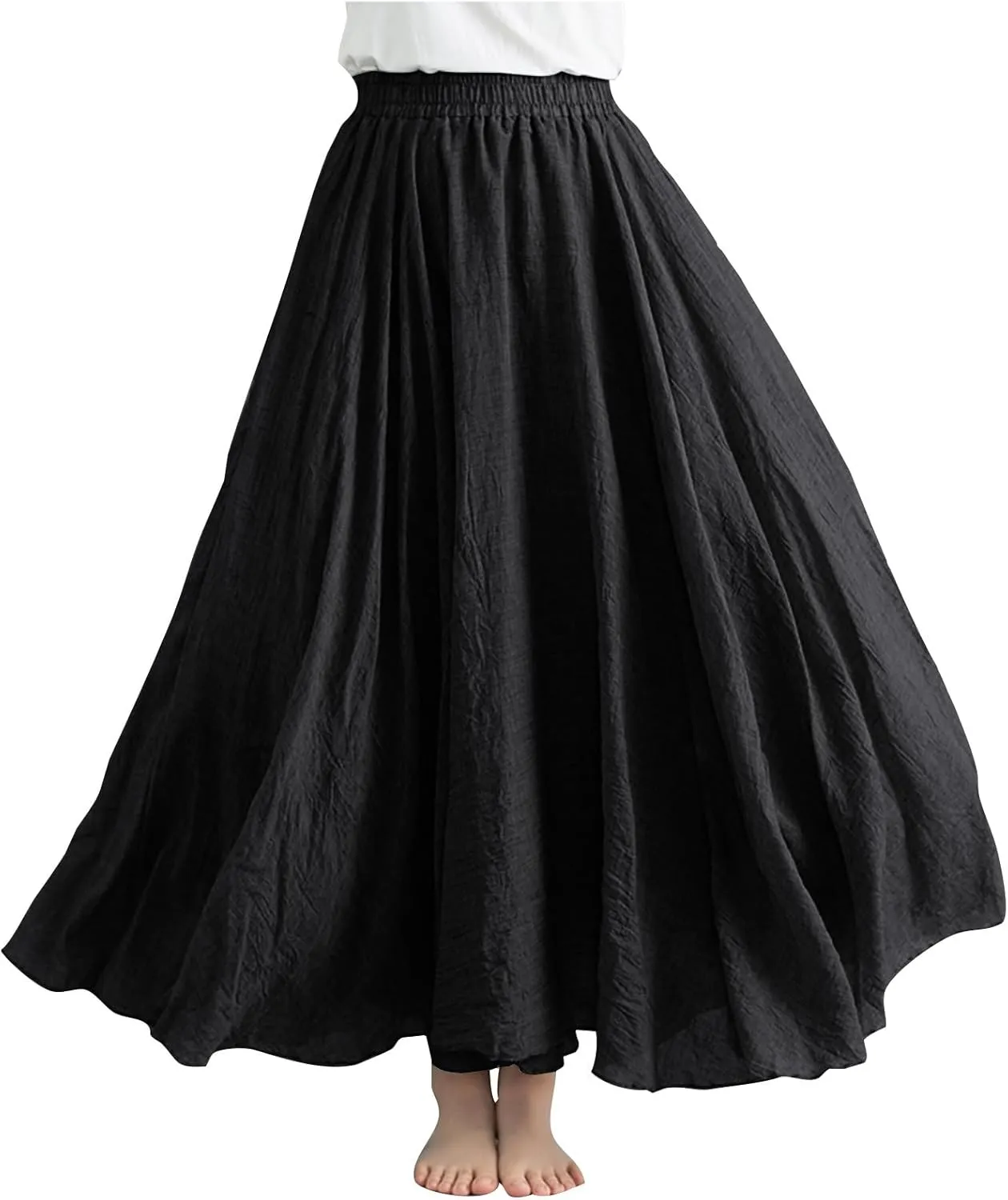 Long Skirts for Women Summer High Waist Beach Skirt Solid Color Western Boho Casual Skirt Flowy Quick Dry Skirt