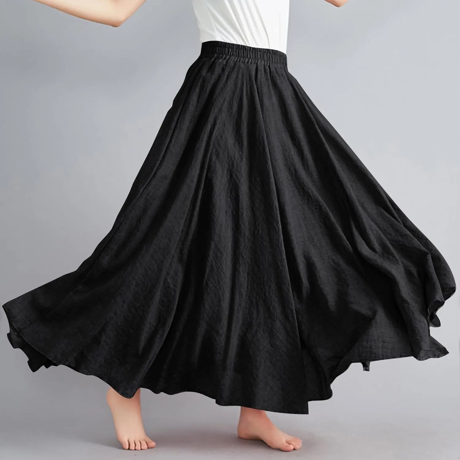 Long Skirts for Women Summer High Waist Beach Skirt Solid Color Western Boho Casual Skirt Flowy Quick Dry Skirt