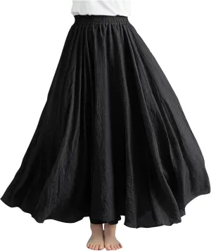Long Skirts for Women Summer High Waist Beach Skirt Solid Color Western Boho Casual Skirt Flowy Quick Dry Skirt