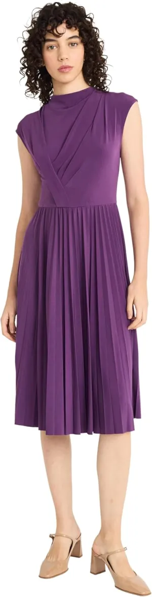 Maggy London Women's Elegant Midi A-line Cap Sleeve Pleated Skirt-Versatile Cocktail Wedding Guest Dress