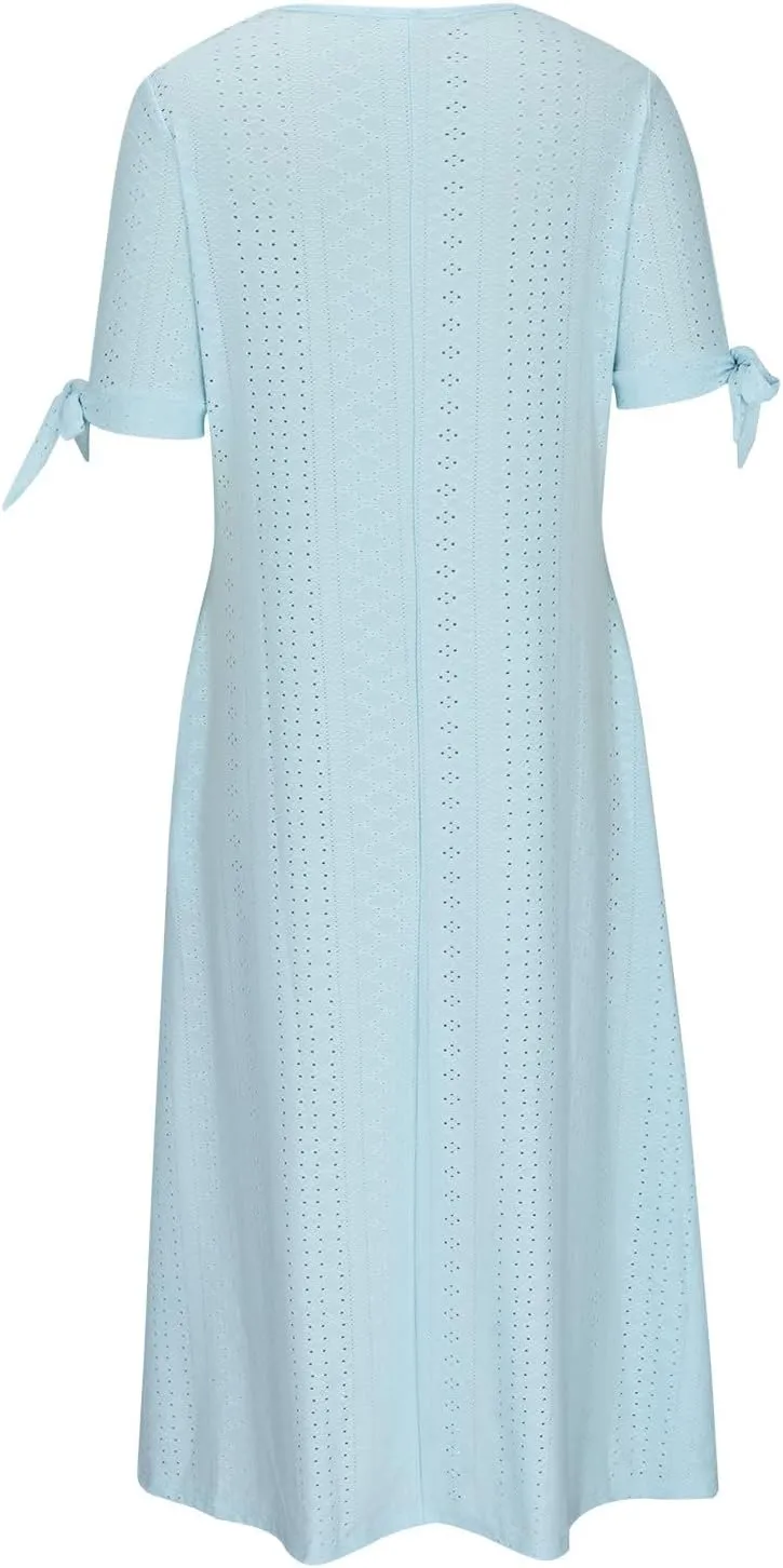 Maxi Dresses for Womens Wedding Guest Dress Trendy Plus Size Hollow Out Eyelet Lace Summer V Neck Cold Shoulder Dress