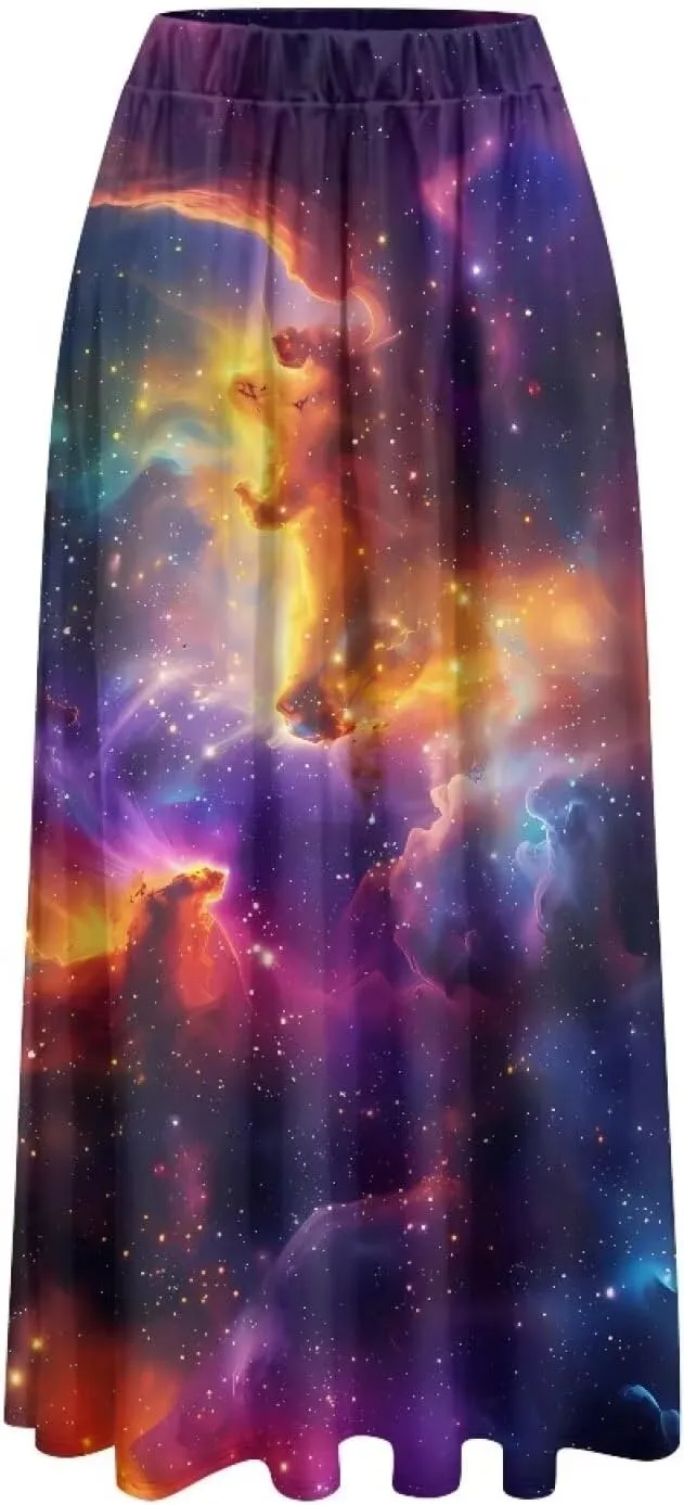 Maxi Skirt for Women Flowy High Waisted Long Skirt with Pockets Swing Skirts for Party Festival Wedding Size S-2XL
