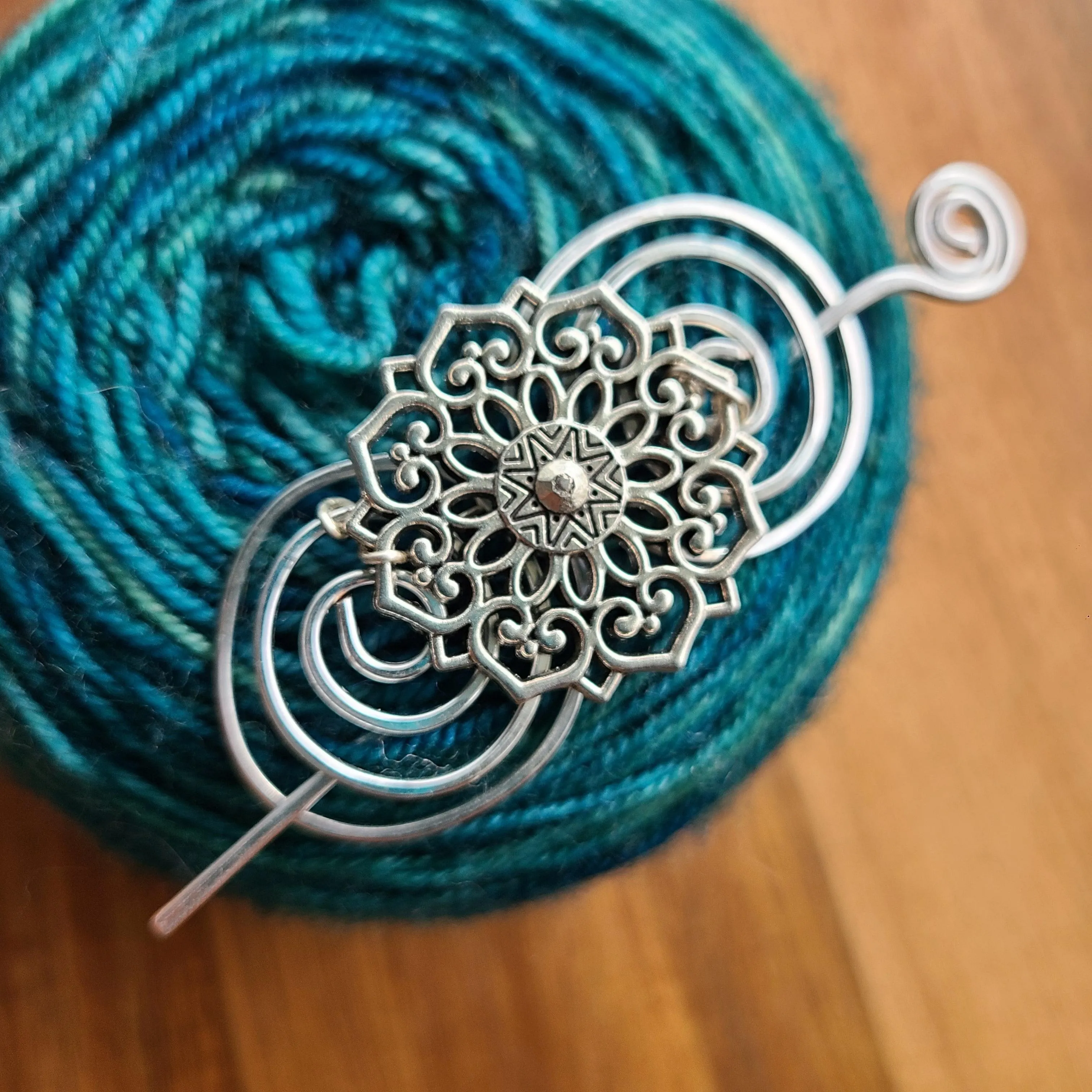 Medallion Shawl Pin - Charmed Silver or Vintage Bronze