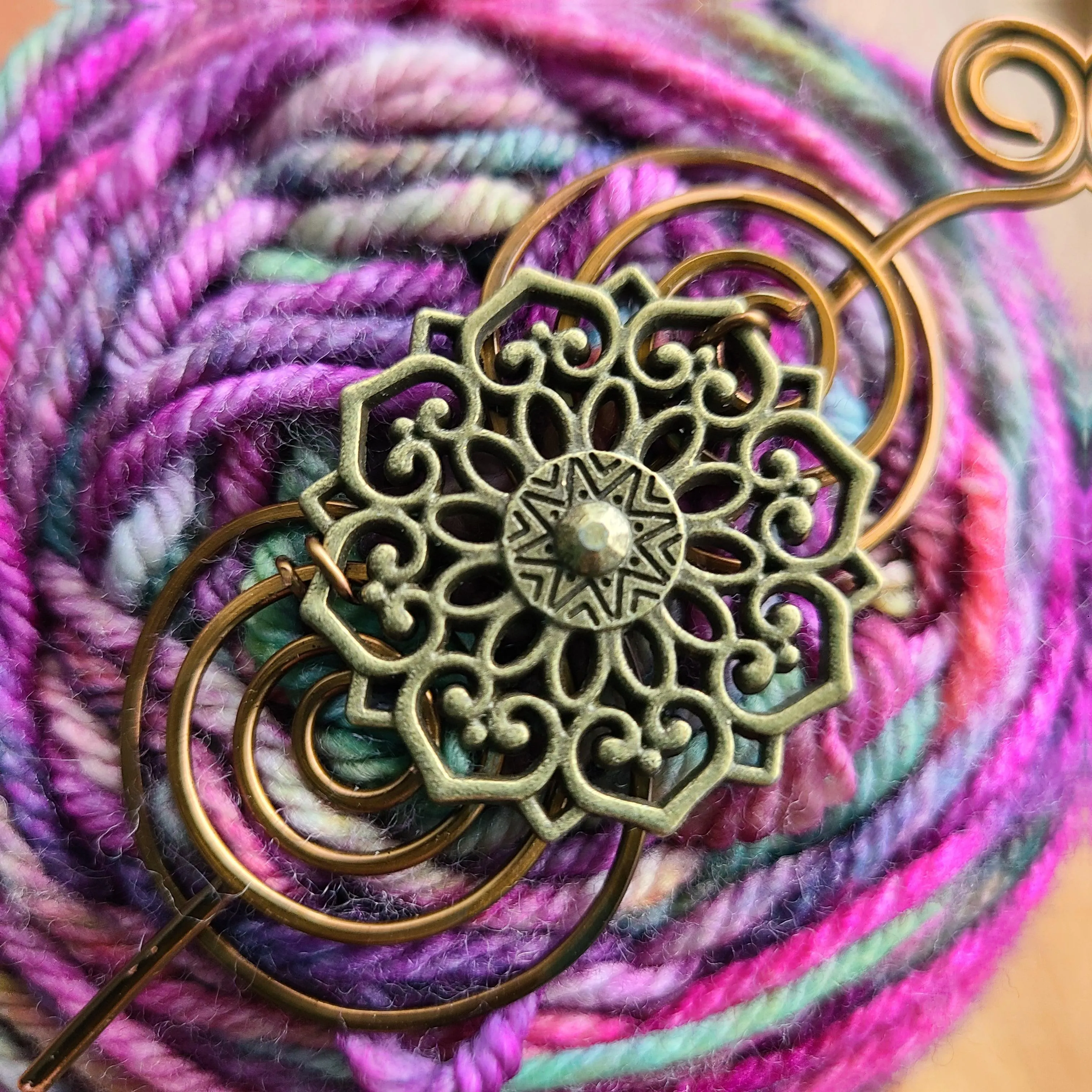 Medallion Shawl Pin - Charmed Silver or Vintage Bronze