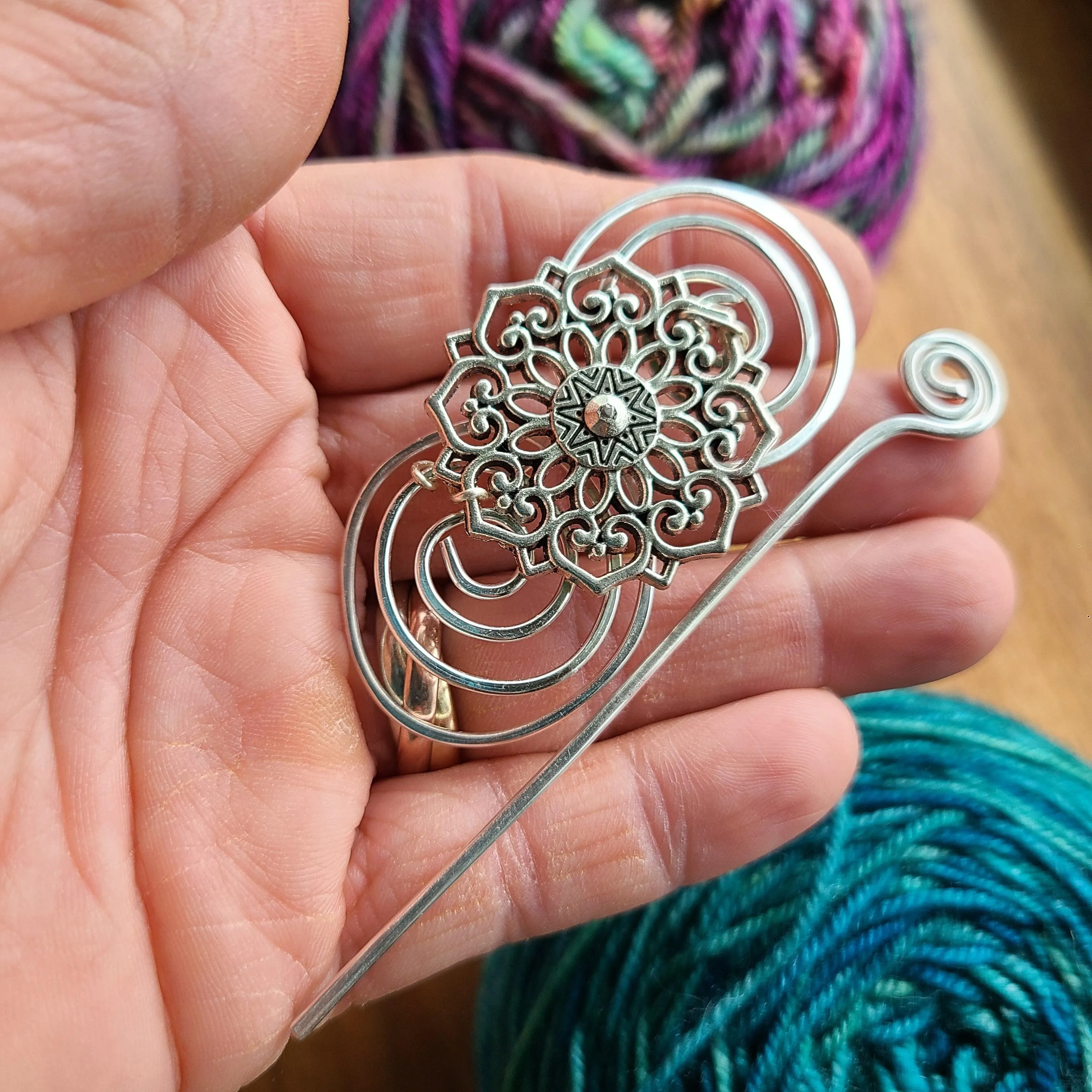 Medallion Shawl Pin - Charmed Silver or Vintage Bronze
