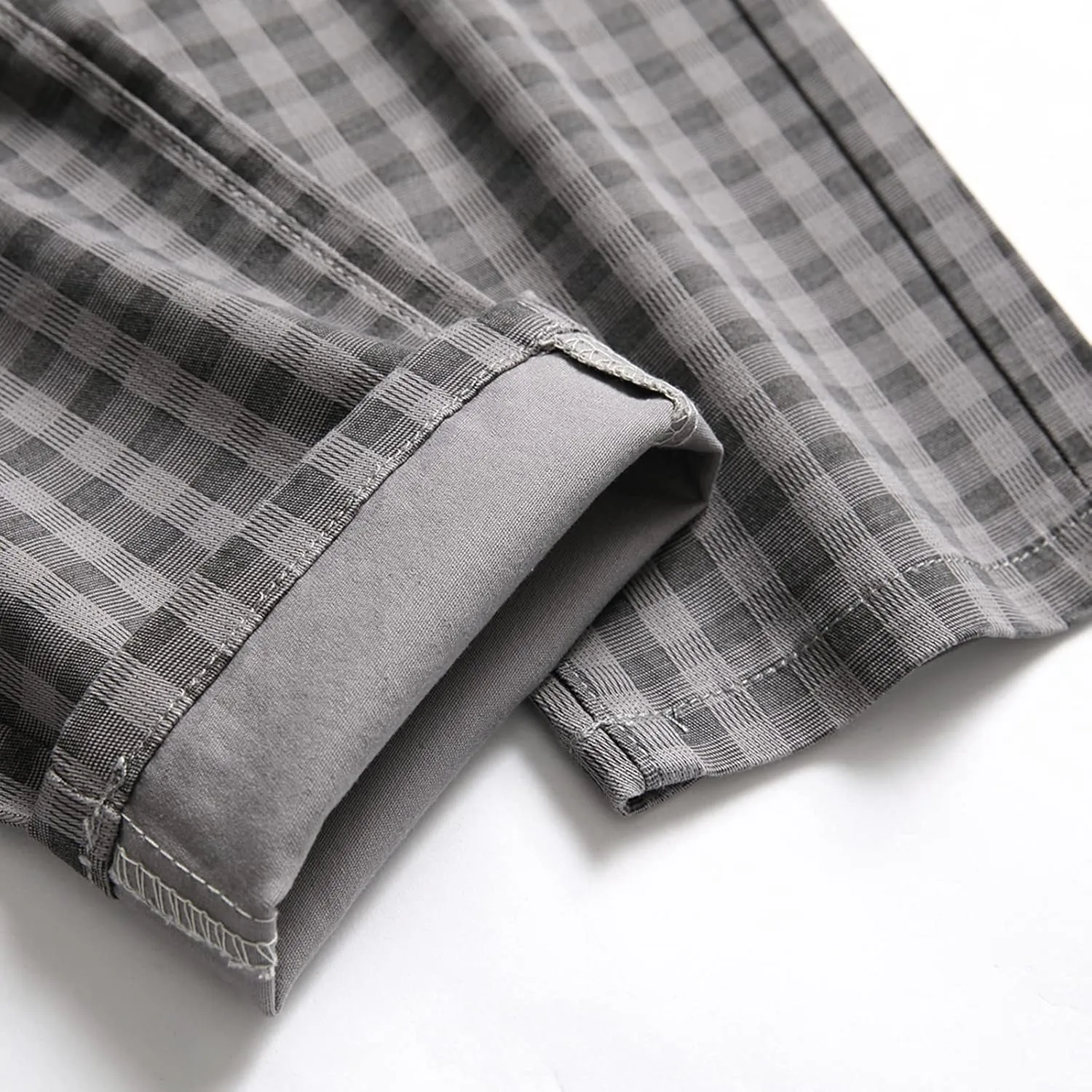 Men Linen Pants Fashion Casual Plaid Printed Straight Legs Slim Fit Buckle Zipper Suit Pants Classic Work Trouser
