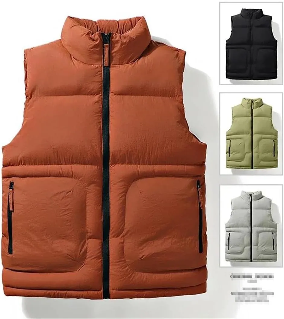 Men' Sleeveless Vest Jackets Winter Male Cotton-Padded Coats For Men Stand Collar Warm Waistcoats Clothing