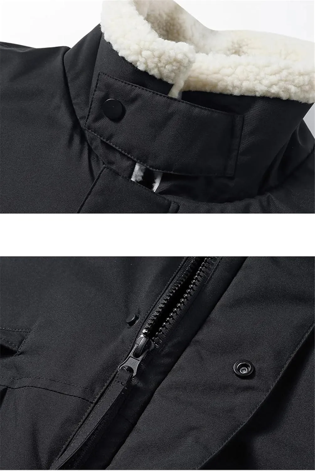 Men Winter Lamb Wool Collar Cotton-Padded Coat Casual Loose Thick Warm Down Cotton Jacket