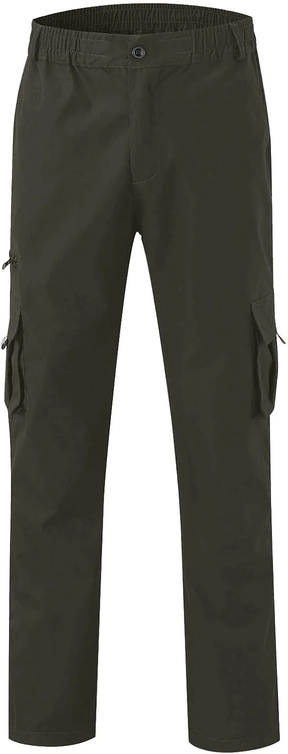 Mens Cargo Pants Classic Baggy Outdoor Resistant Work Pants Comfy Wide Leg Lightweight Fishing Hiking Pant Pockets