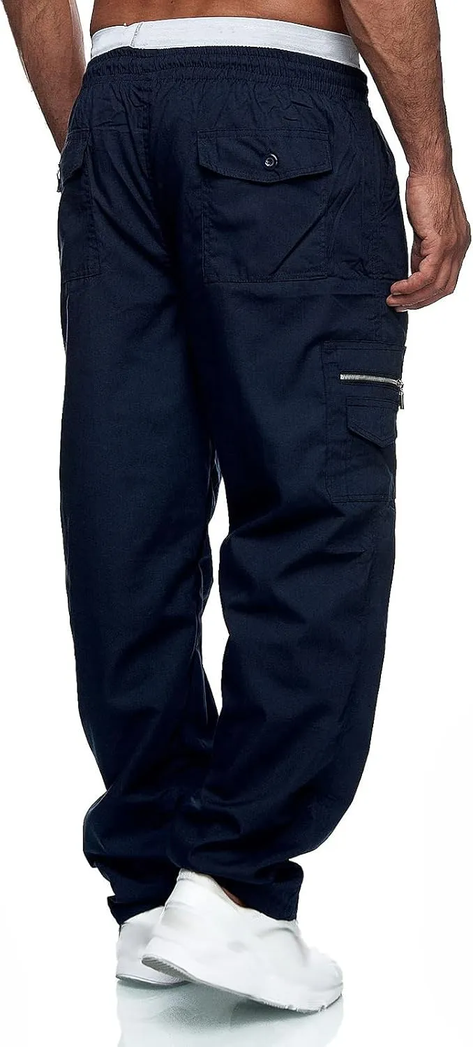 Mens Cargo Pants Classic Baggy Outdoor Resistant Work Pants Comfy Wide Leg Lightweight Fishing Hiking Pant Pockets