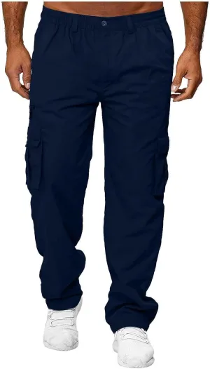 Mens Cargo Pants Classic Baggy Outdoor Resistant Work Pants Comfy Wide Leg Lightweight Fishing Hiking Pant Pockets