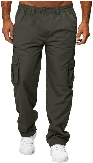 Mens Cargo Pants Classic Baggy Outdoor Resistant Work Pants Comfy Wide Leg Lightweight Fishing Hiking Pant Pockets