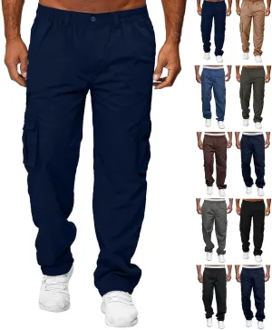 Mens Cargo Pants Classic Baggy Outdoor Resistant Work Pants Comfy Wide Leg Lightweight Fishing Hiking Pant Pockets