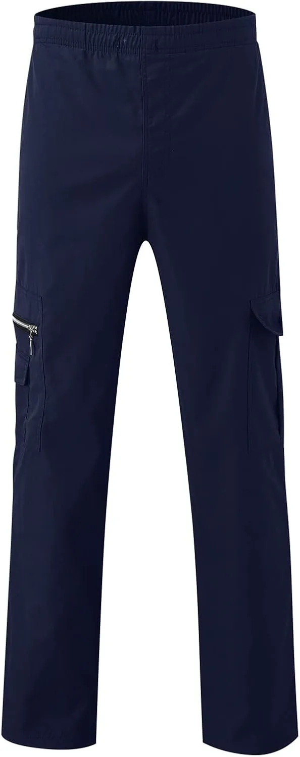 Mens Cargo Pants Classic Baggy Outdoor Resistant Work Pants Comfy Wide Leg Lightweight Fishing Hiking Pant Pockets