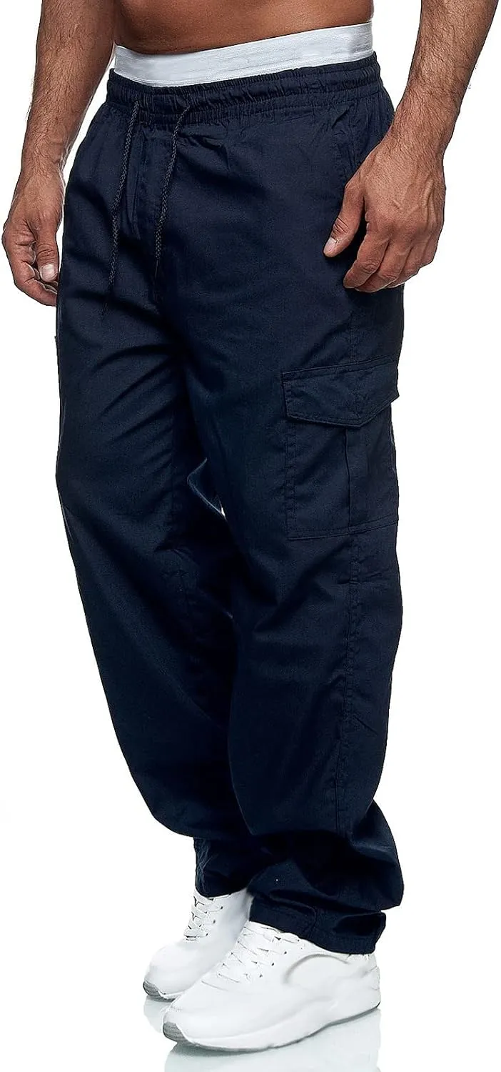 Mens Cargo Pants Classic Baggy Outdoor Resistant Work Pants Comfy Wide Leg Lightweight Fishing Hiking Pant Pockets