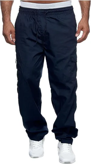 Mens Cargo Pants Classic Baggy Outdoor Resistant Work Pants Comfy Wide Leg Lightweight Fishing Hiking Pant Pockets