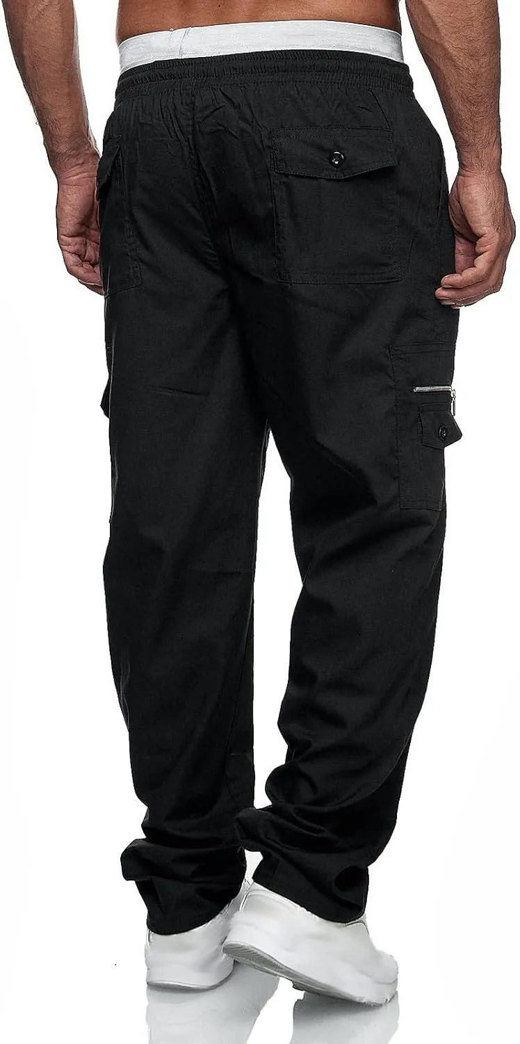 Mens Cargo Pants Classic Baggy Outdoor Resistant Work Pants Comfy Wide Leg Lightweight Fishing Hiking Pant Pockets