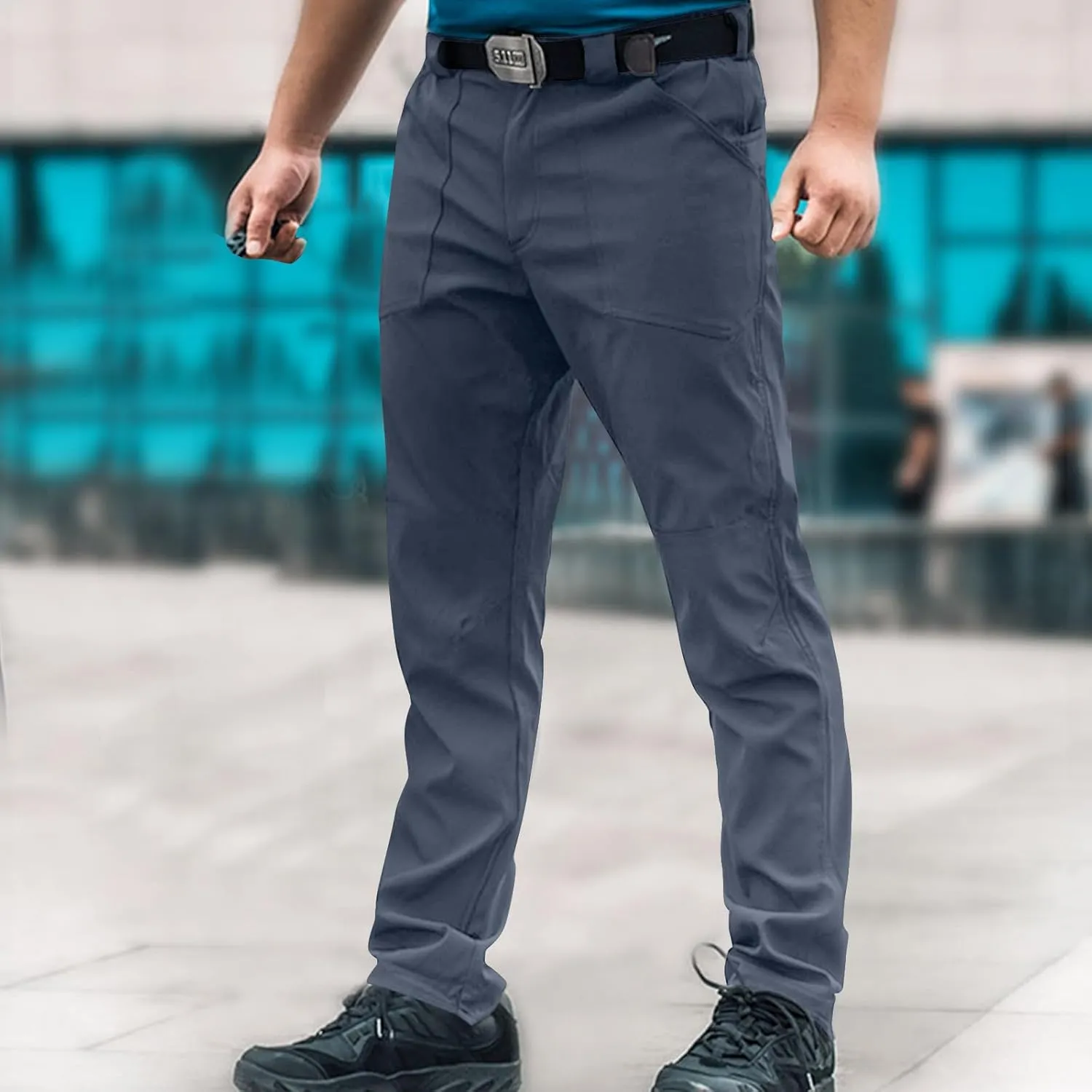 Mens Cargo Slim Fit Stretch Pants Button Zipper Classic Dressy Business Office Trousers Going Out Travel Long Pant