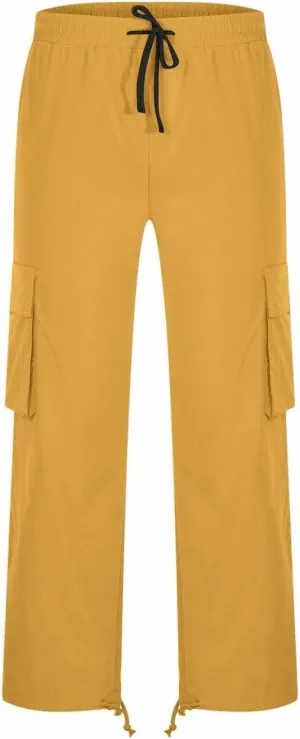 Men's Cargo Sweatpants Lightweight Drawstring Casual Joggers Loose Open Bottom Athletic Pants for Men with Pockets