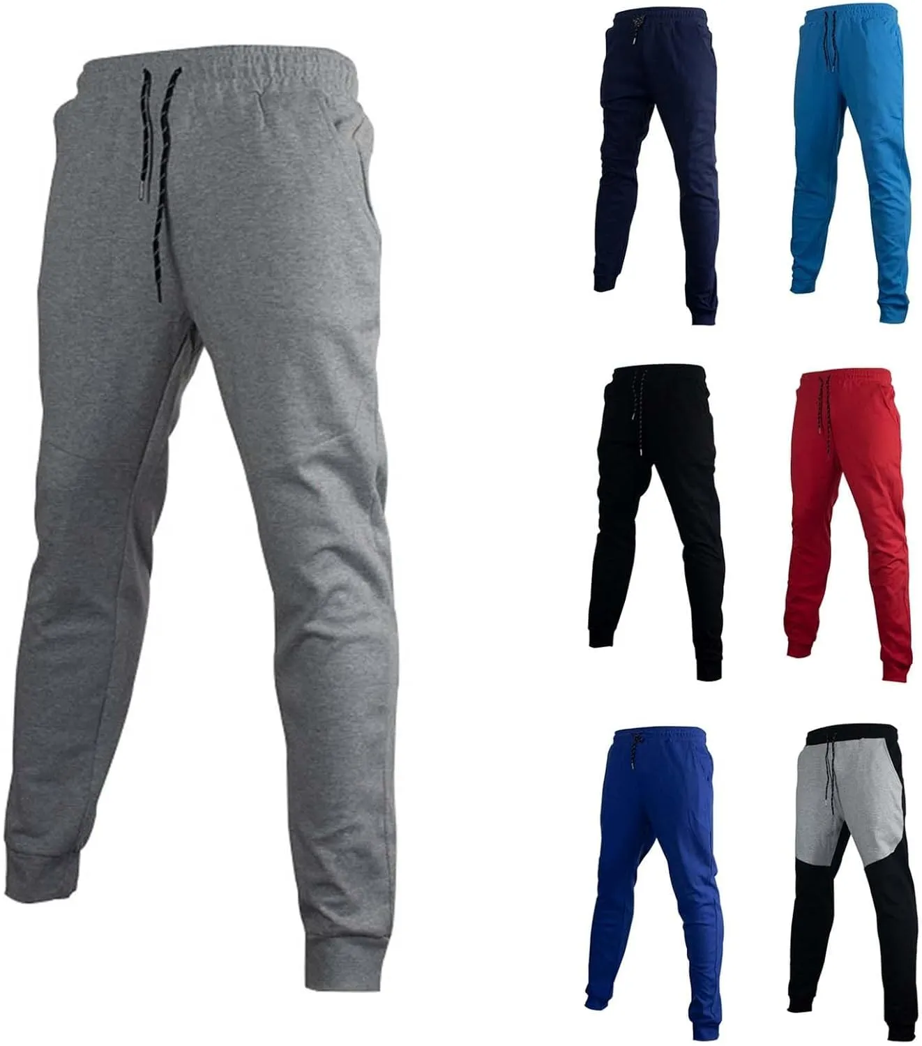Men's Cargo Sweatpants Slim Fit Stretch Lightweight Pants Joggers Casual Work Pants with Pockets Drawstring Waist