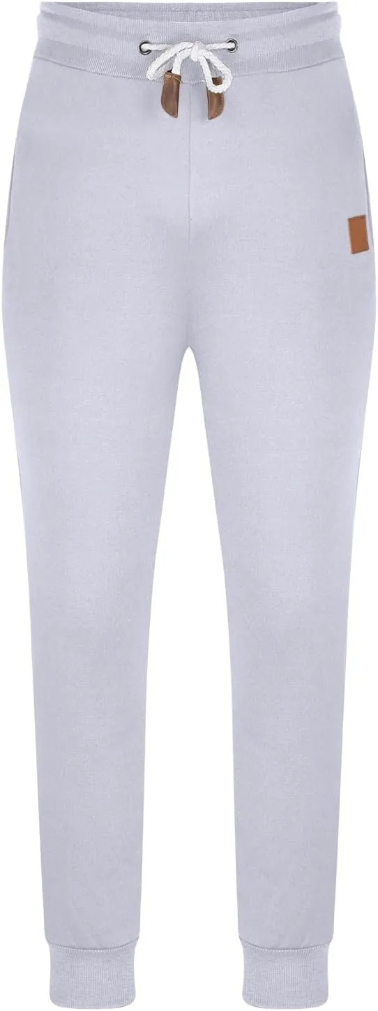 Mens Casual Pants Drawstring Elastic Waist Sports Sweatpants Cotton Solid Loose Trousers Classic-Fit Long Pant