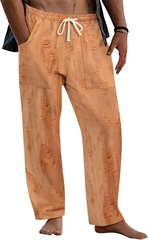 Mens Casual Pants Stretch Drawstring Elastic Waist Classic Loose Lightweight Solid Trousers Work Outdoor Sweatpants