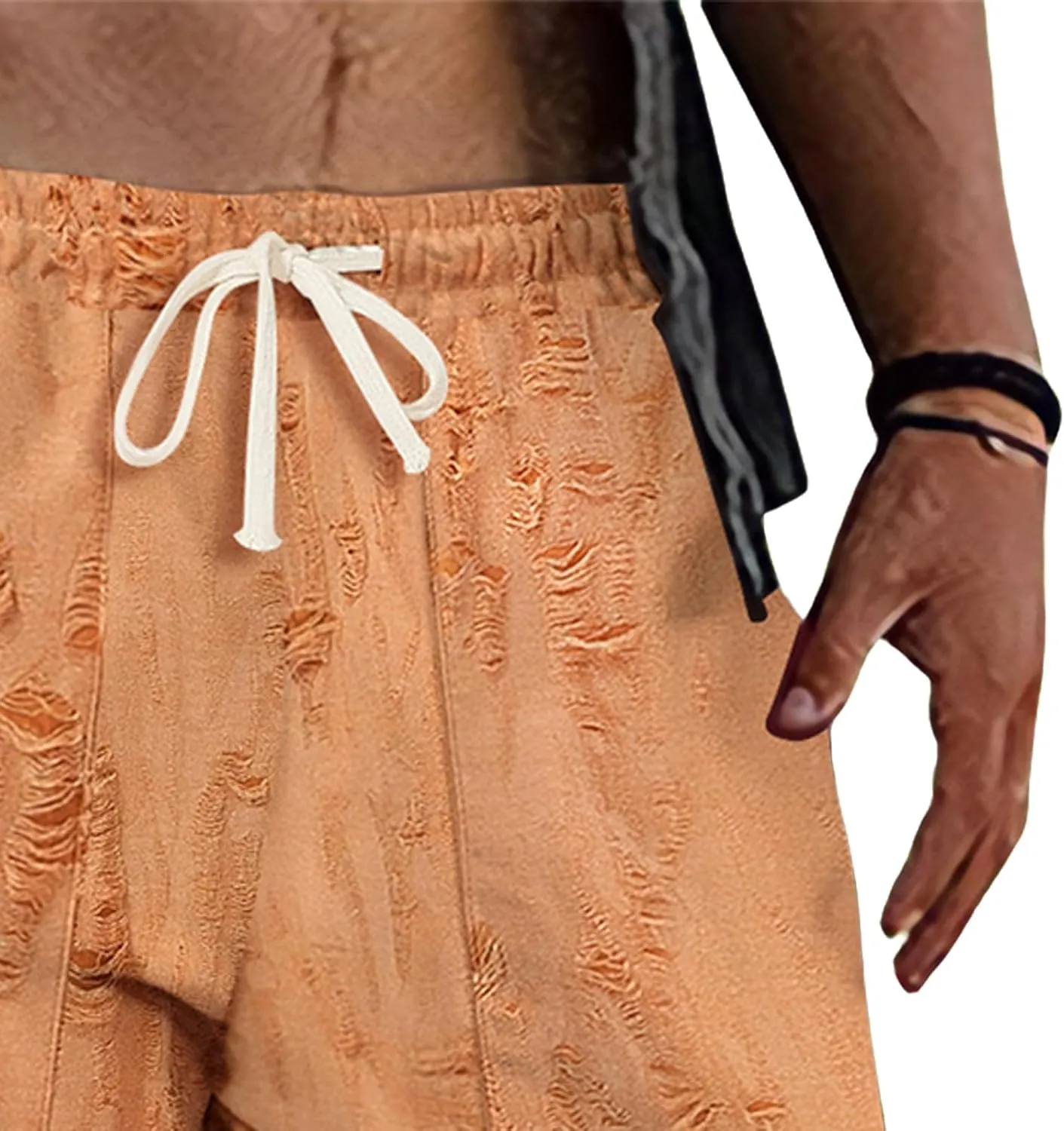 Mens Casual Pants Stretch Drawstring Elastic Waist Classic Loose Lightweight Solid Trousers Work Outdoor Sweatpants