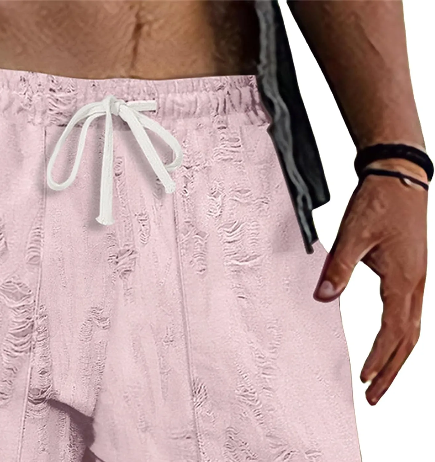 Mens Casual Pants Stretch Drawstring Elastic Waist Classic Loose Lightweight Solid Trousers Work Outdoor Sweatpants