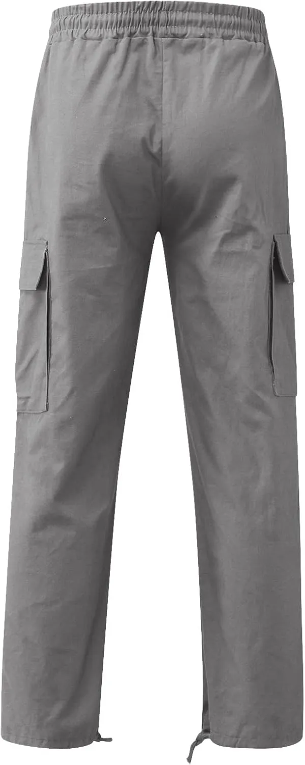 Men's Causal Wide Leg Cargo Pants Athletic Pants Loose-Fit Classic Lightweight Comfy Daily Wear with Multi-Pocket