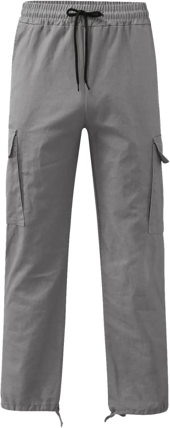 Men's Causal Wide Leg Cargo Pants Athletic Pants Loose-Fit Classic Lightweight Comfy Daily Wear with Multi-Pocket