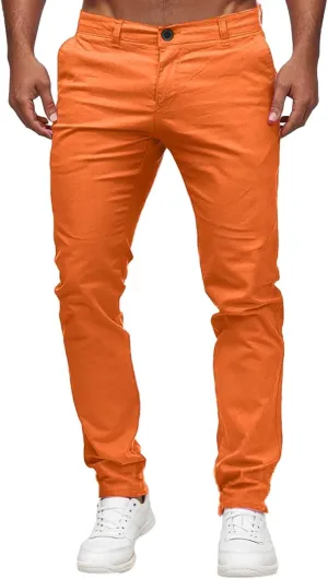 Mens Chino Pants Slim Fit Flat Front Stretch Skinny Straight Leg Classic Twill Dress Pants with Pockets