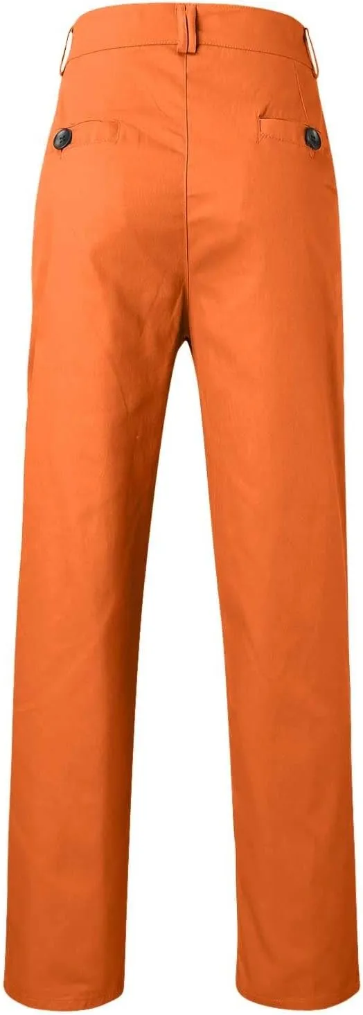 Mens Chino Pants Slim Fit Flat Front Stretch Skinny Straight Leg Classic Twill Dress Pants with Pockets
