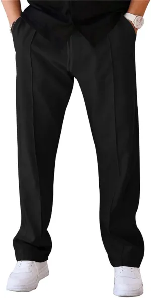 Men's Classic Chino Pants Bottom Sweatpants Cotton Linen Yoga Pants Solid Color Casual Trousers with Pockets