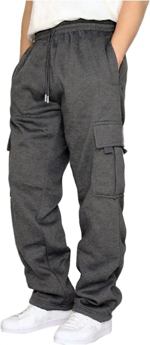 Men's Cotton Yoga Sweatpants Mens Autumn and Winter High Street Fashion Leisure Loose Sports Openbottom Sweatpants