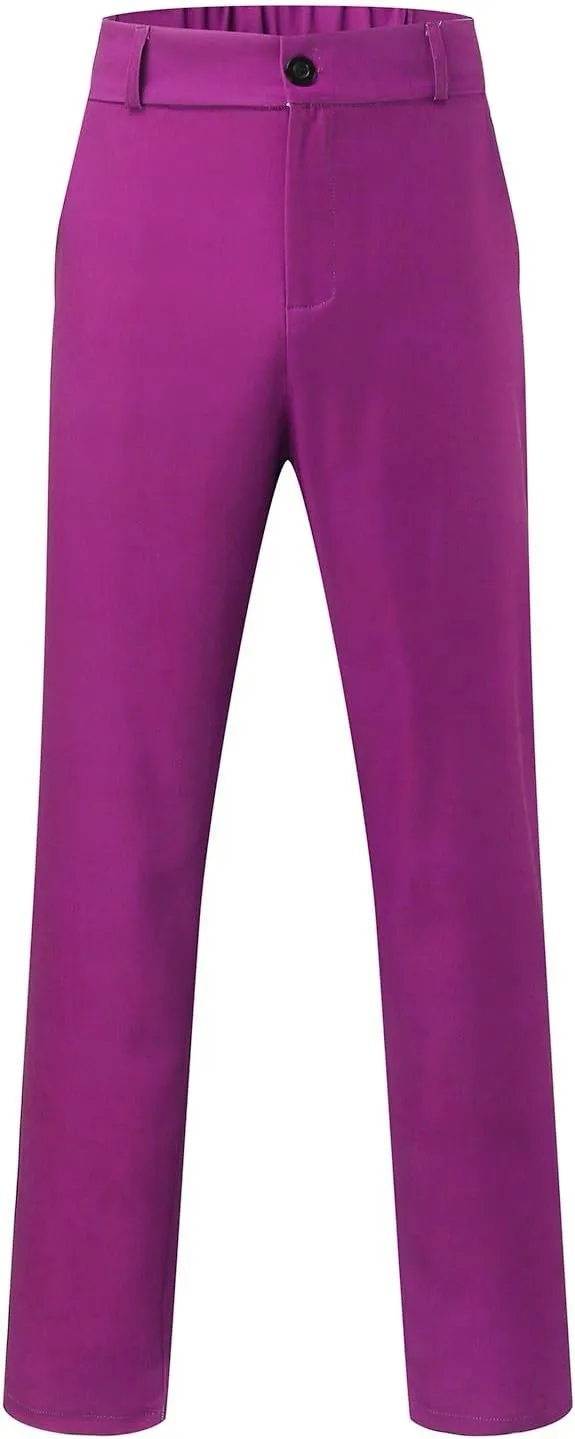 Mens Dress Pants Plus Size Slim Fit Skinny Trousers Classic Flat Front Business Casual Wedding Suit Pants with Pocket
