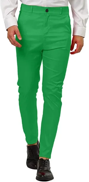 Mens Dress Pants Plus Size Slim Fit Skinny Trousers Classic Flat Front Business Casual Wedding Suit Pants with Pocket