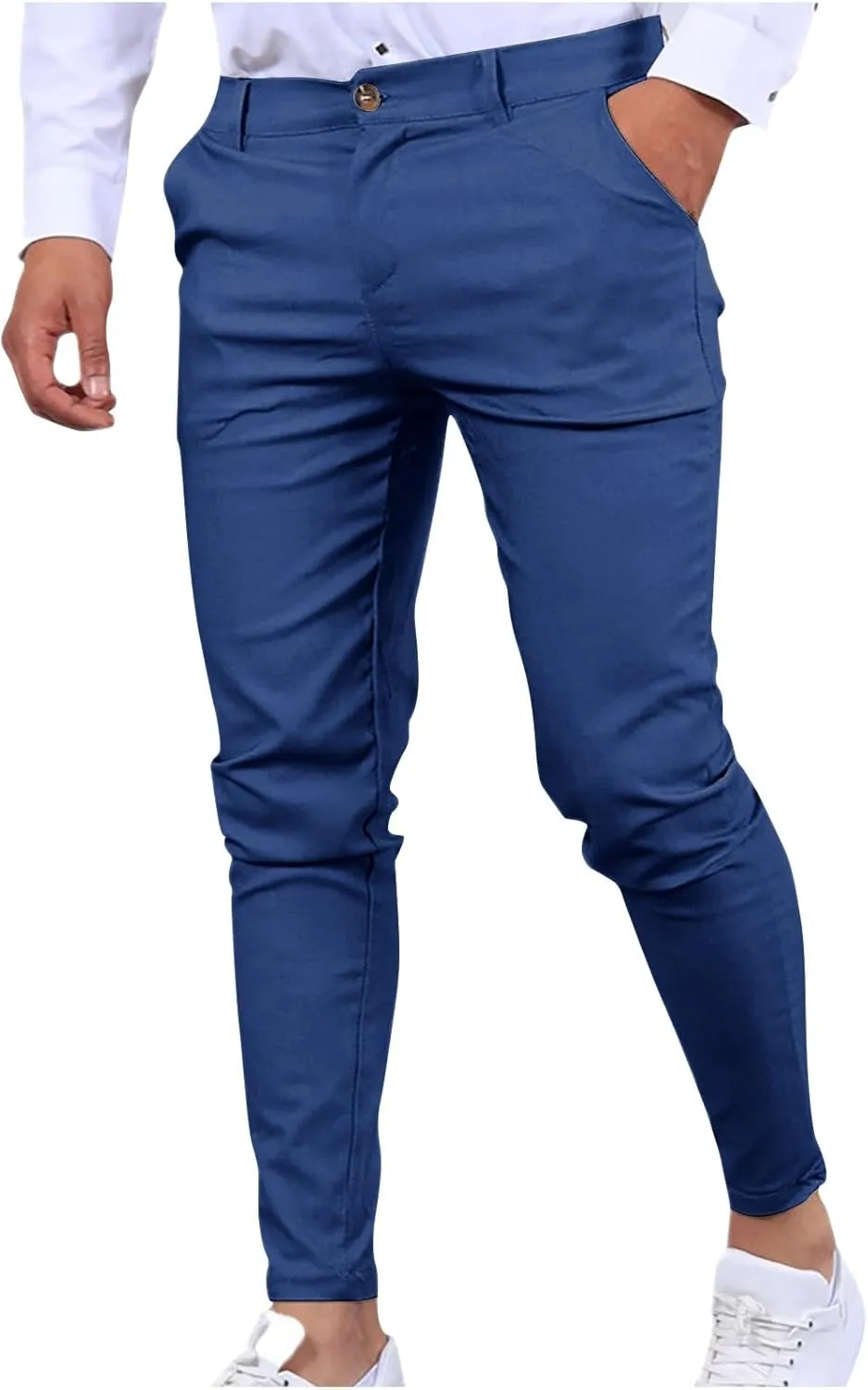 Men's Dress Pants Stretch Waist Business Casual Suit Pants Slim Fit Work Golf Pants with Pockets