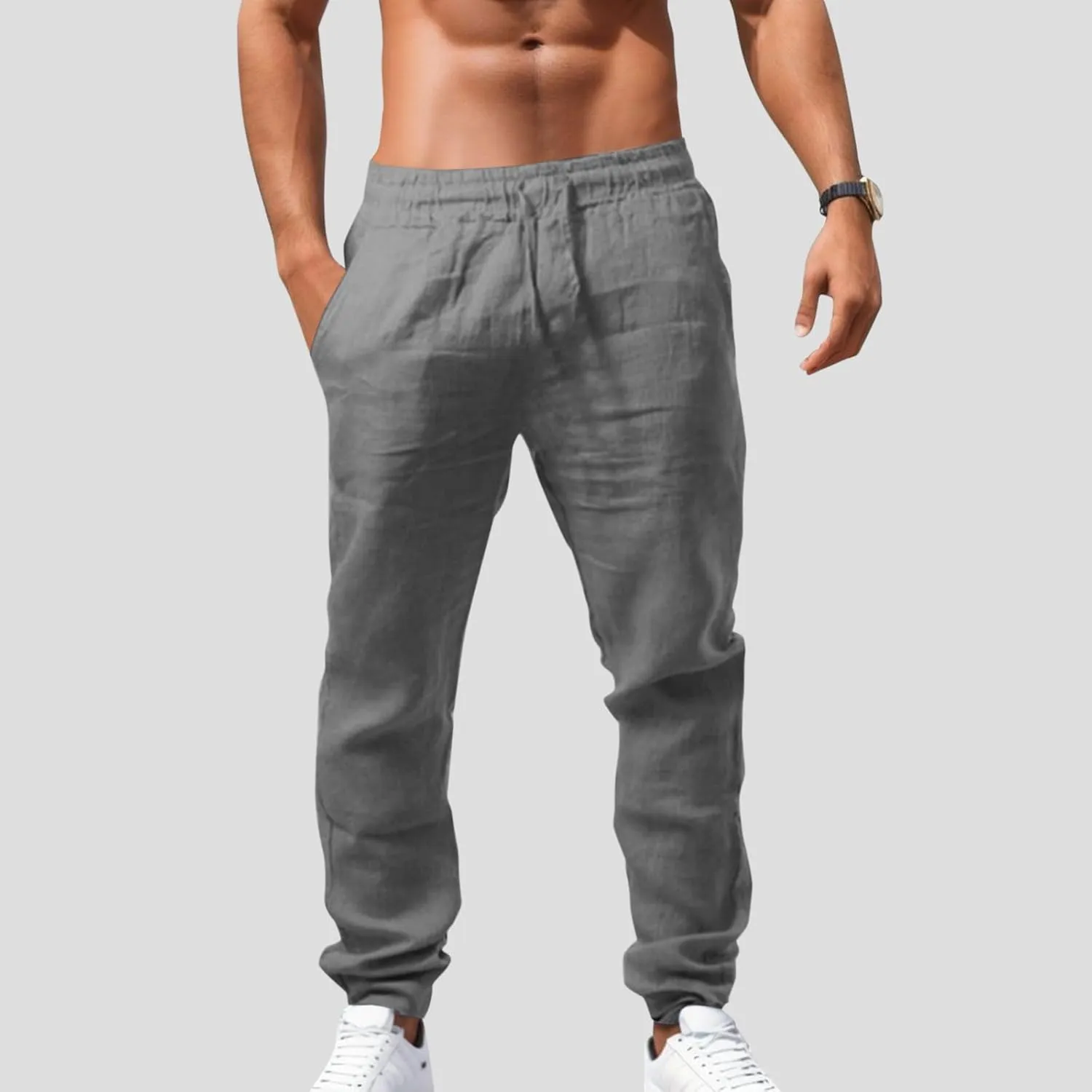 Mens Fashion Joggers Multi Pocket Athletic Pants Casual Outdoor Trousers Loose Fit Work Pants with Drawstring