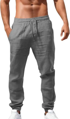 Mens Fashion Joggers Multi Pocket Athletic Pants Casual Outdoor Trousers Loose Fit Work Pants with Drawstring