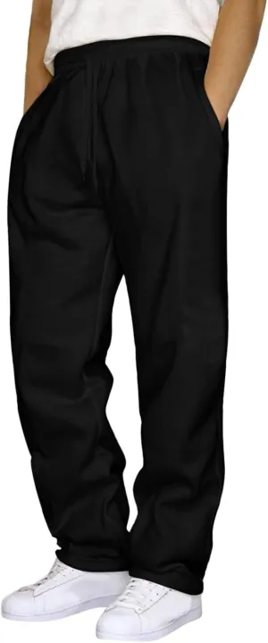 Men's Fashion Sweatpants Baggy Wide Straight Leg Joggers Classic Fit Flat Front Hiking Outdoor Trousers