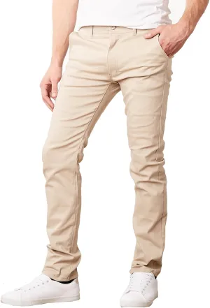 Men's Flex Stretch Slim Fit Chino Pants, Classic Rayon Blend Pants with Multi Pocket