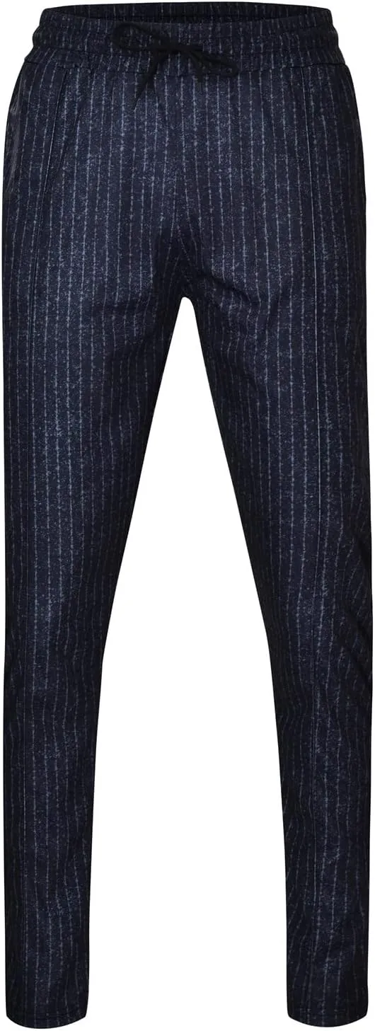 Mens Linen Stripe Casual Pants Stretch Slim Fit Skinny Jogging Sweatpants for Men Textured Business Tapered Chino Trousers