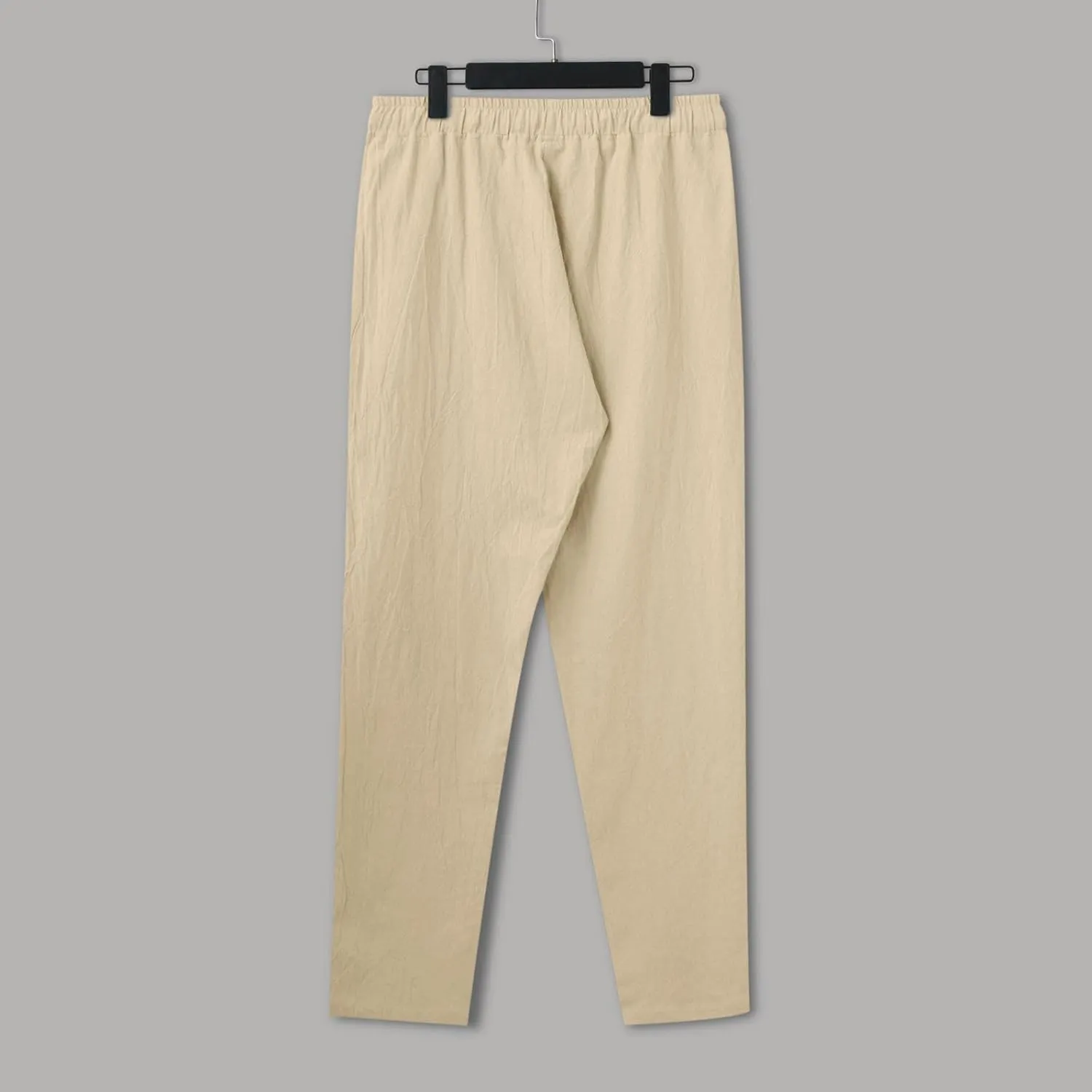 Mens Linen Yoga Lightweight Joggers Pants, Loose Casual Summer Elastic Waist Drawstring Baggy Trousers with Pocket